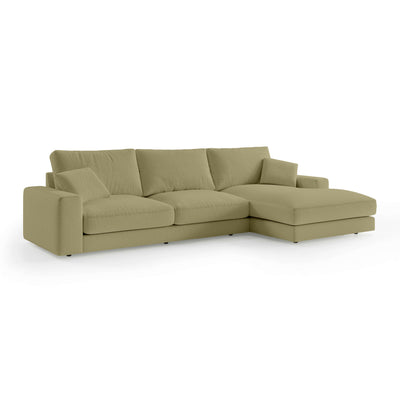 Harvesty 4–5 Seater Premium Corner Sofa, Minimalist Style – Right-Sided, Golden Linen (ARAGON 35)