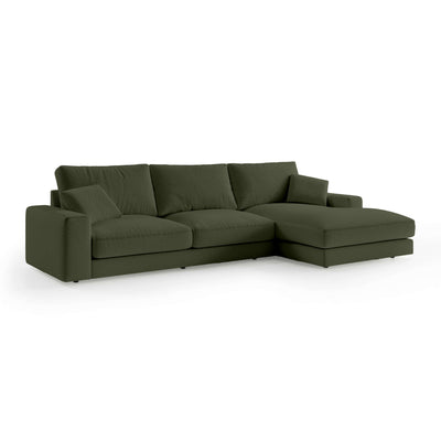Harvesty 4–5 Seater Premium Corner Sofa, Minimalist Style – Right-Sided, Yew Green (ARAGON 39)