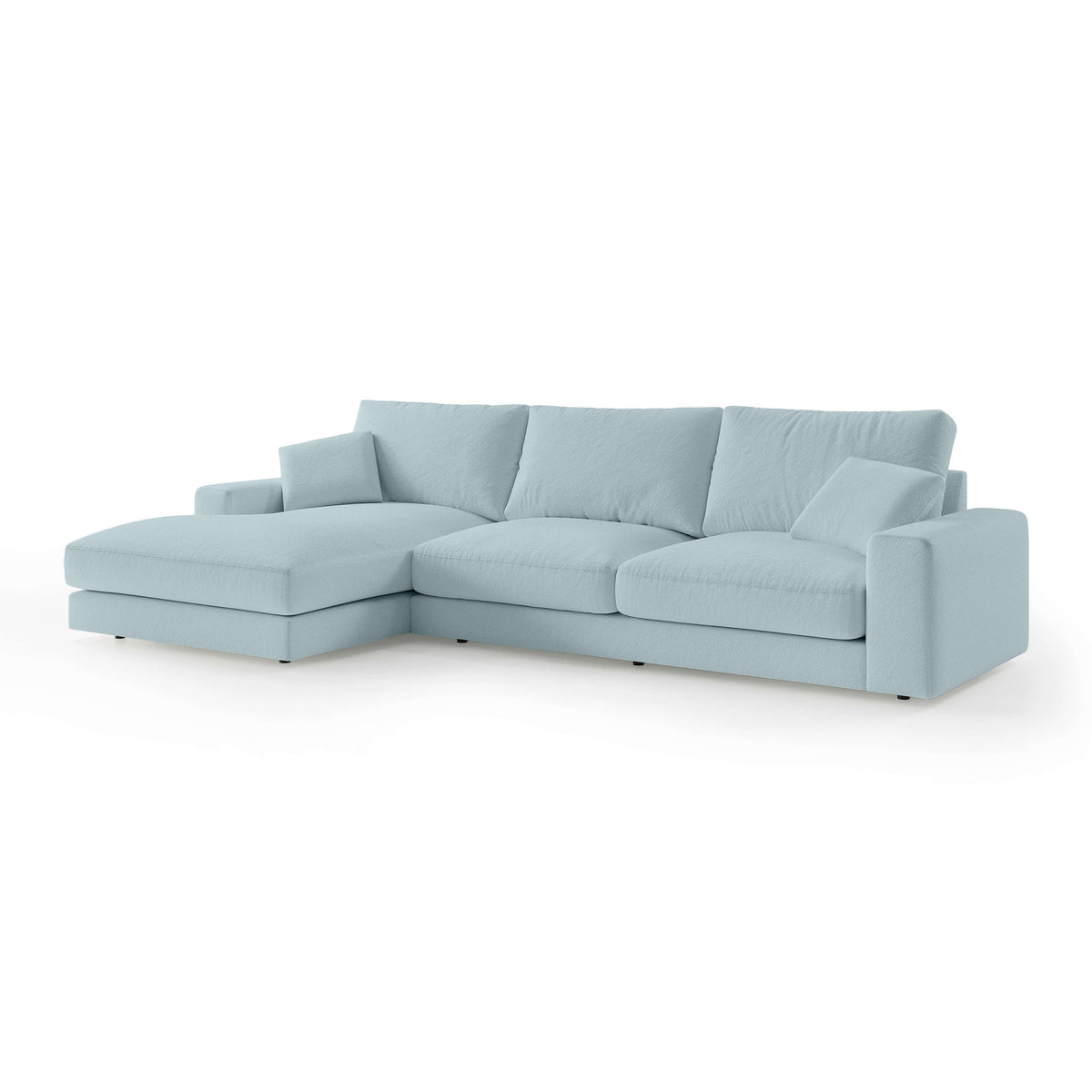 Harvesty 4–5 Seater Premium Corner Sofa, Minimalist Style – Left-Sided, Icy Azure (ARAGON 70)