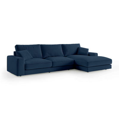 Harvesty 4–5 Seater Premium Corner Sofa, Minimalist Style – Right-Sided, Night Azure (ARAGON 79)