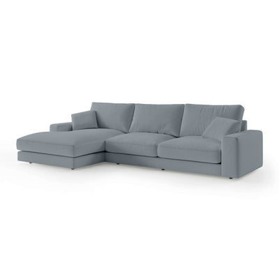 Harvesty 4–5 Seater Premium Corner Sofa, Minimalist Style – Left-Sided, Gray-Blue Mist (ARAGON 90)