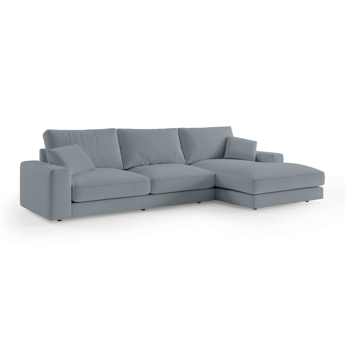 Harvesty 4–5 Seater Premium Corner Sofa, Minimalist Style – Right-Sided, Gray-Blue Mist (ARAGON 90)