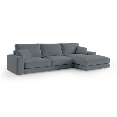 Harvesty 4–5 Seater Premium Corner Sofa, Minimalist Style – Right-Sided, Dark Ash (ARAGON 93)