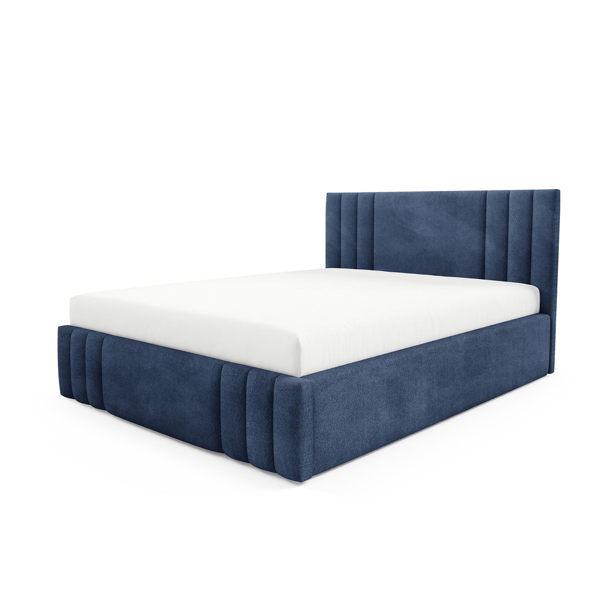 Falda Upholstered Ottoman Bed with Storage, Various Sizes in Elegant Style, Coral Fabric – Ocean Depth (CORAL 05)