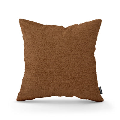 Lamb Decorative Cushion 45x45 cm, Scandinavian and Japandi Style, Coral Fabric – Caramel Brown (CORAL 35)