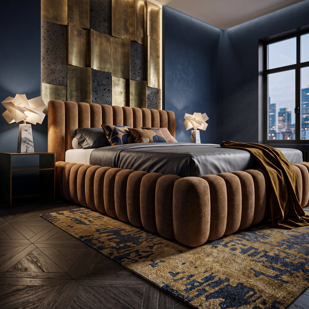 Pastel Upholstered Ottoman Bed with Storage, Modern Soft Style 140x200, 160x200 and 180x200, Coral Fabric – in a room setting