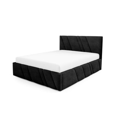Raiz Quilted Upholstered Ottoman Bed with Storage, Various Sizes in Modern Style, Coral Fabric – Volcanic Black (CORAL 60)