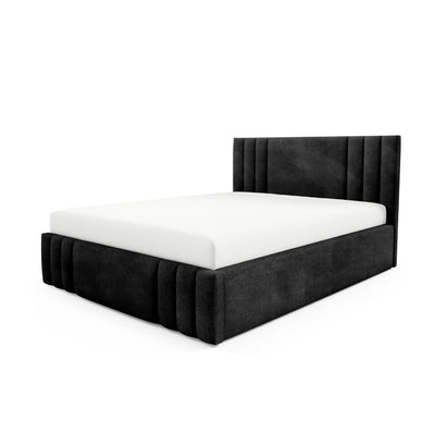 Falda Upholstered Ottoman Bed with Storage, Various Sizes in Elegant Style, Coral Fabric – Volcanic Black (CORAL 60)