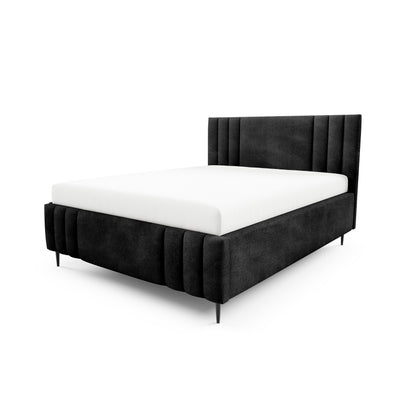 Falda Upholstered Ottoman Bed with Storage, Various Sizes in Elegant Style, Coral Fabric – Volcanic Black (CORAL 60)