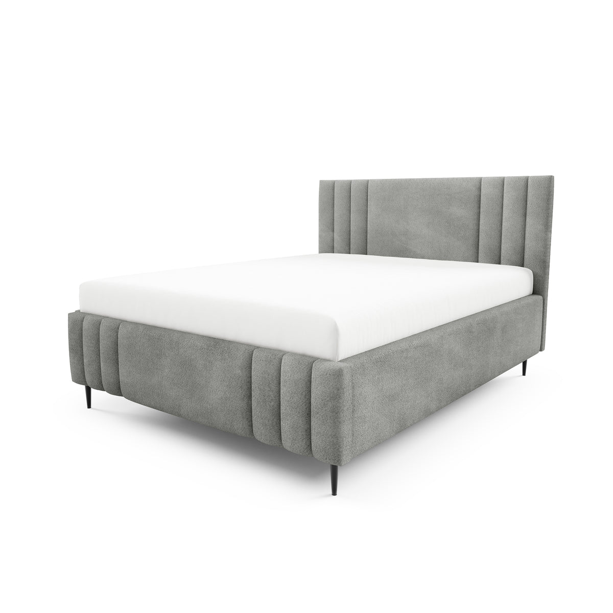 Falda Upholstered Ottoman Bed with Storage, Various Sizes in Elegant Style, Coral Fabric – Desert Gray (CORAL 75)