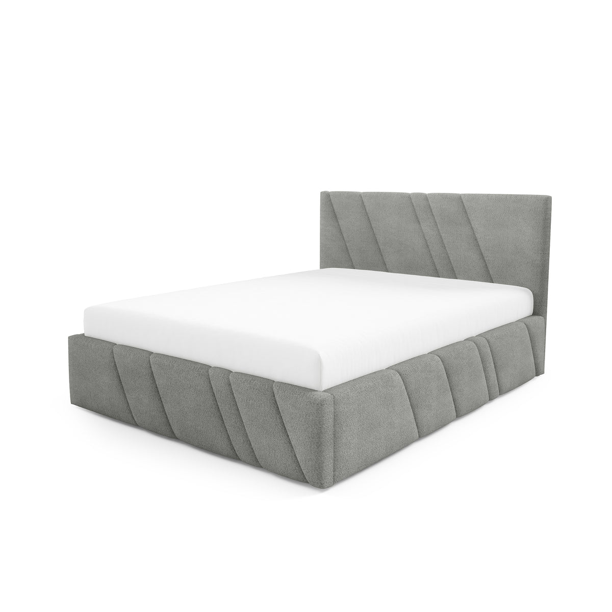 Raiz Quilted Upholstered Ottoman Bed with Storage, Various Sizes in Modern Style, Coral Fabric – Desert Gray (CORAL 75)