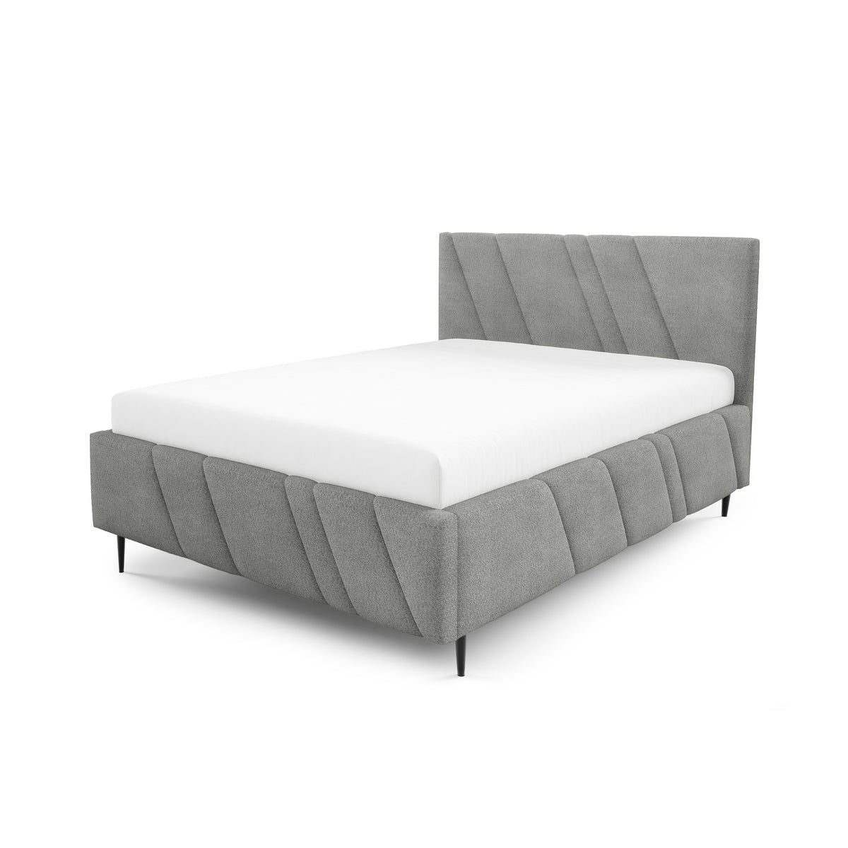 Raiz Quilted Upholstered Ottoman Bed with Storage, Various Sizes in Modern Style, Coral Fabric – Desert Gray (CORAL 75)