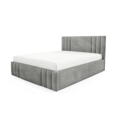 Falda Upholstered Ottoman Bed with Storage, Various Sizes in Elegant Style, Coral Fabric – Desert Gray (CORAL 75)