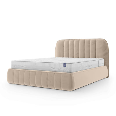 Carla Upholstered Ottoman Bed with Storage, Soft Minimalism Style – Light Almond (FRESH 03), 200