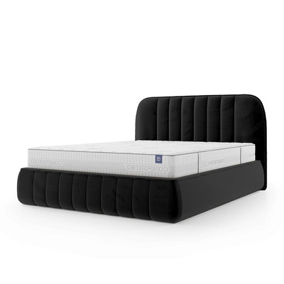 Carla Upholstered Ottoman Bed with Storage, Soft Minimalism Style – Black Graphite (FRESH 17), 200
