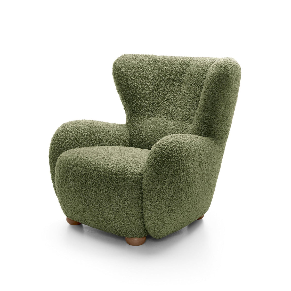 Fotel 88 cm do relaksu w stylu skandynawskim | Tedi Oliwkowa Zieleń (ROLF 14) Dąb