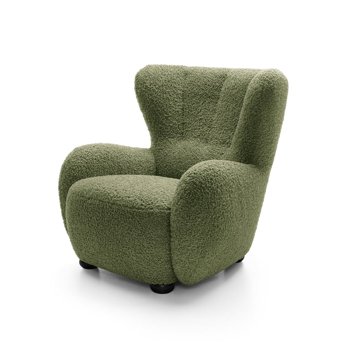 Fotel 88 cm do relaksu w stylu skandynawskim | Tedi Oliwkowa Zieleń (ROLF 14) Czarny