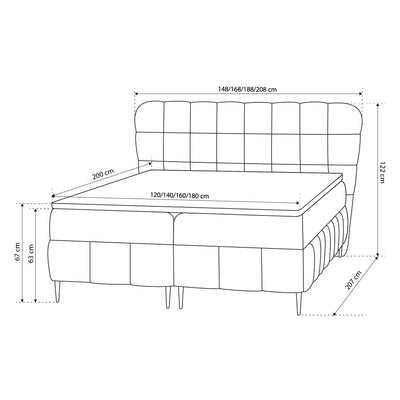 Lit continental avec surmatelas et deux coffres de style classique | Domy