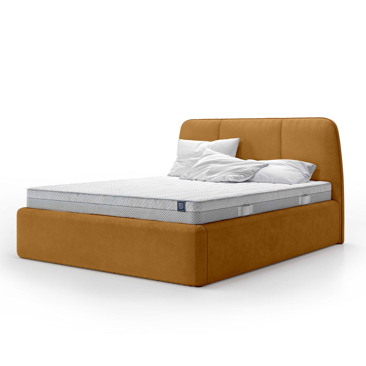 Elle Upholstered Ottoman Bed with Large Storage, Soft Minimalism Style – Golden Brown (VOUGE 09), 200