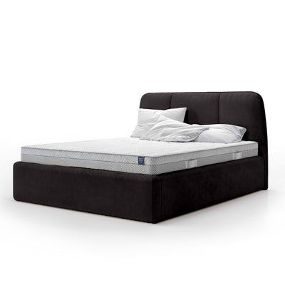 Elle Upholstered Ottoman Bed with Large Storage, Soft Minimalism Style – Dark Onyx (VOUGE 17), 200