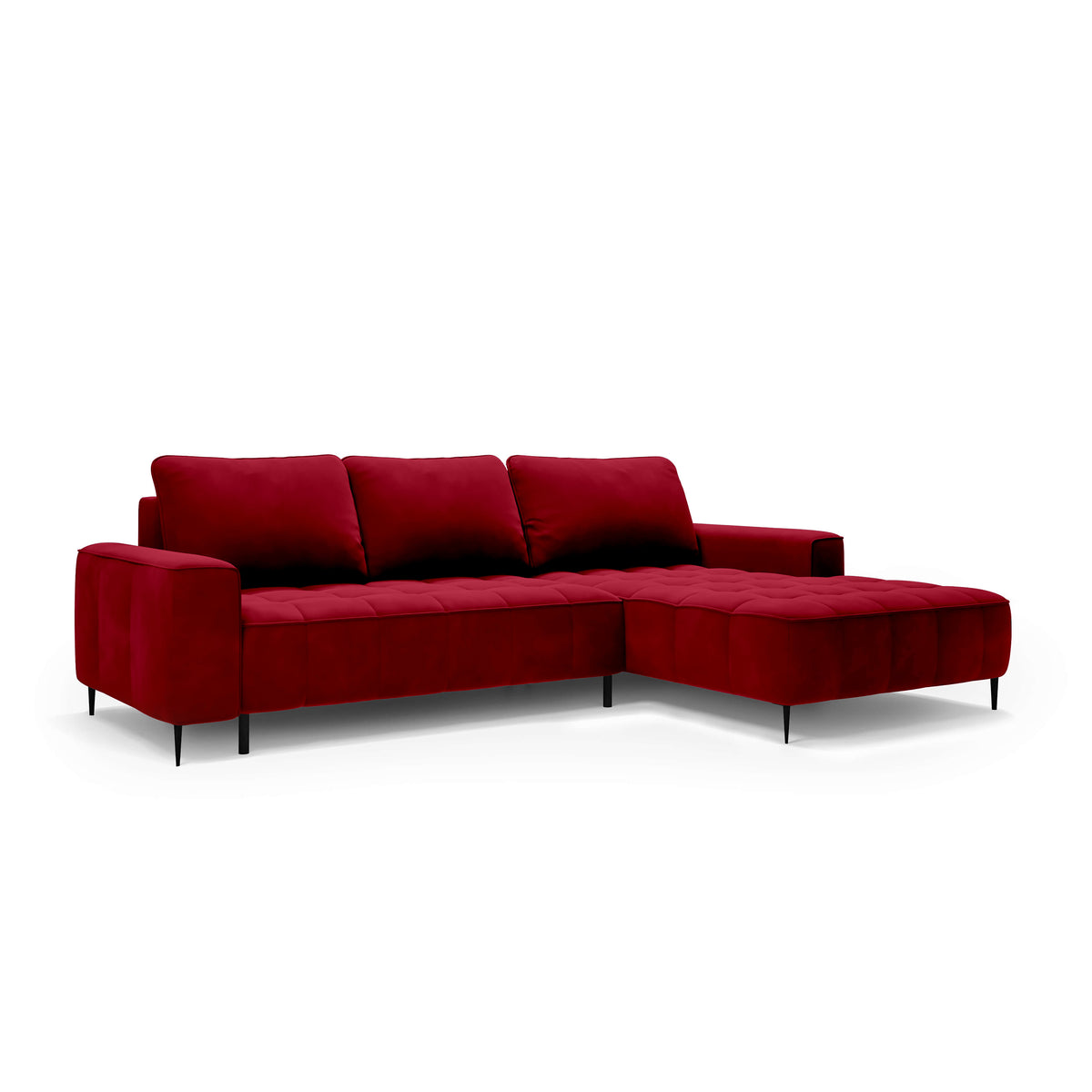 Francessco Corner Sofa with Bedding Storage 280 cm, Elegant Style – Right-Sided, Wine Ruby (SALVADOR 13)