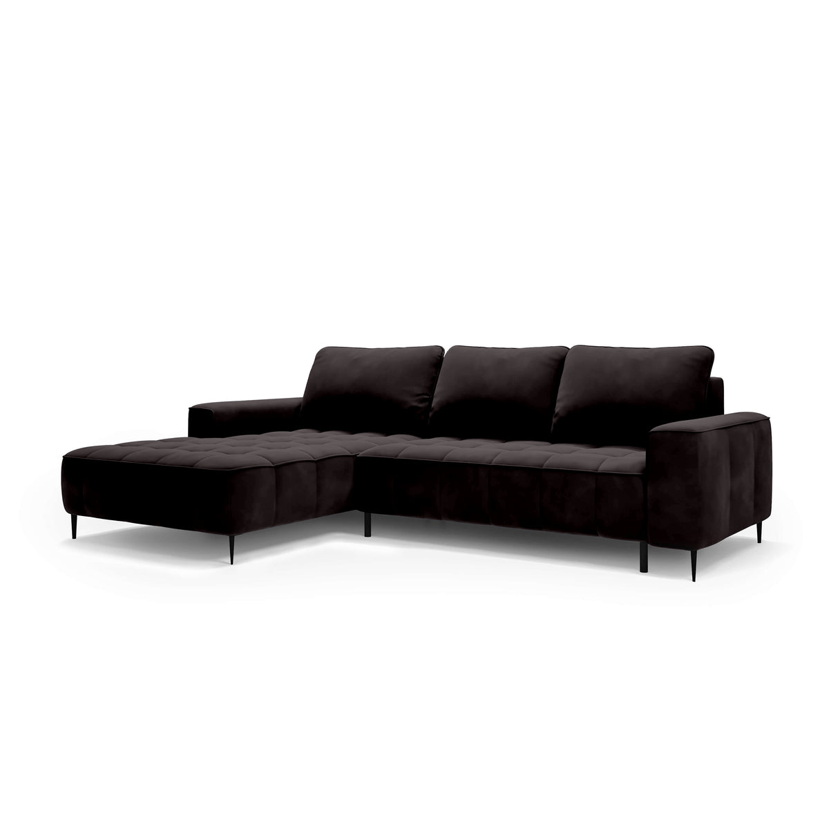 Francessco Corner Sofa with Bedding Storage 280 cm, Elegant Style – Left-Sided, Basalt Black (SALVADOR 19)
