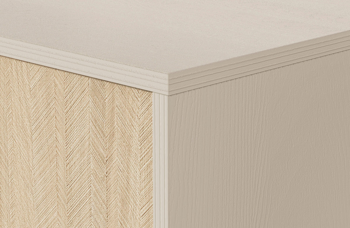 Szafka nocna Mandala z szufladą i otwartą półką 54x54 cm w stylu boho – zbliżenie na detale i fakturę