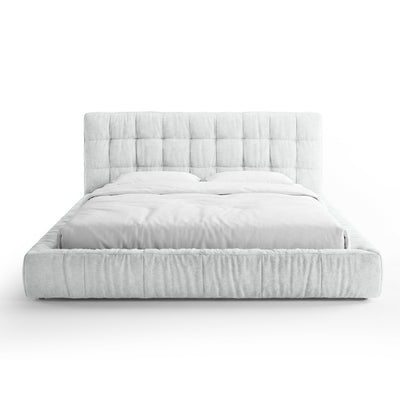 Talaro Quilted Upholstered Bed with a Low Frame, Modern Style – 160x200, Silver Cloud (GOLDEN 01)