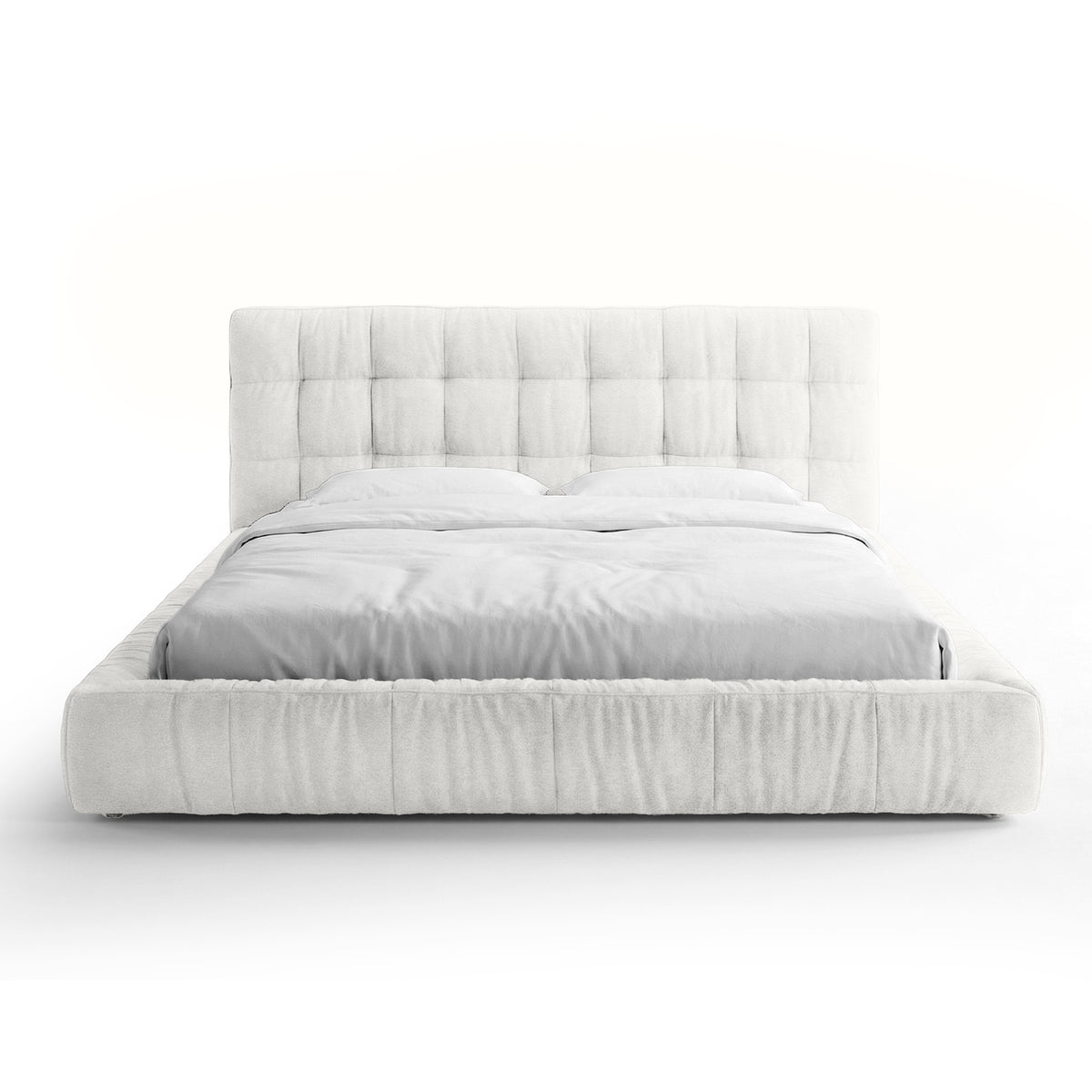 Talaro Quilted Upholstered Bed with a Low Frame, Modern Style – 160x200, Vanilla Ash (GOLDEN 03)