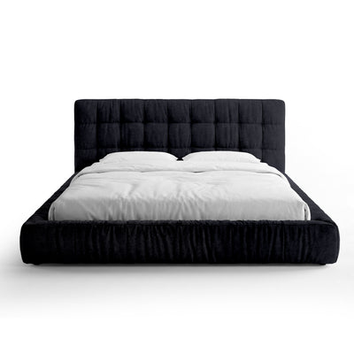 Talaro Quilted Upholstered Bed with a Low Frame, Modern Style – 200x200, Charcoal Basalt (GOLDEN 100)