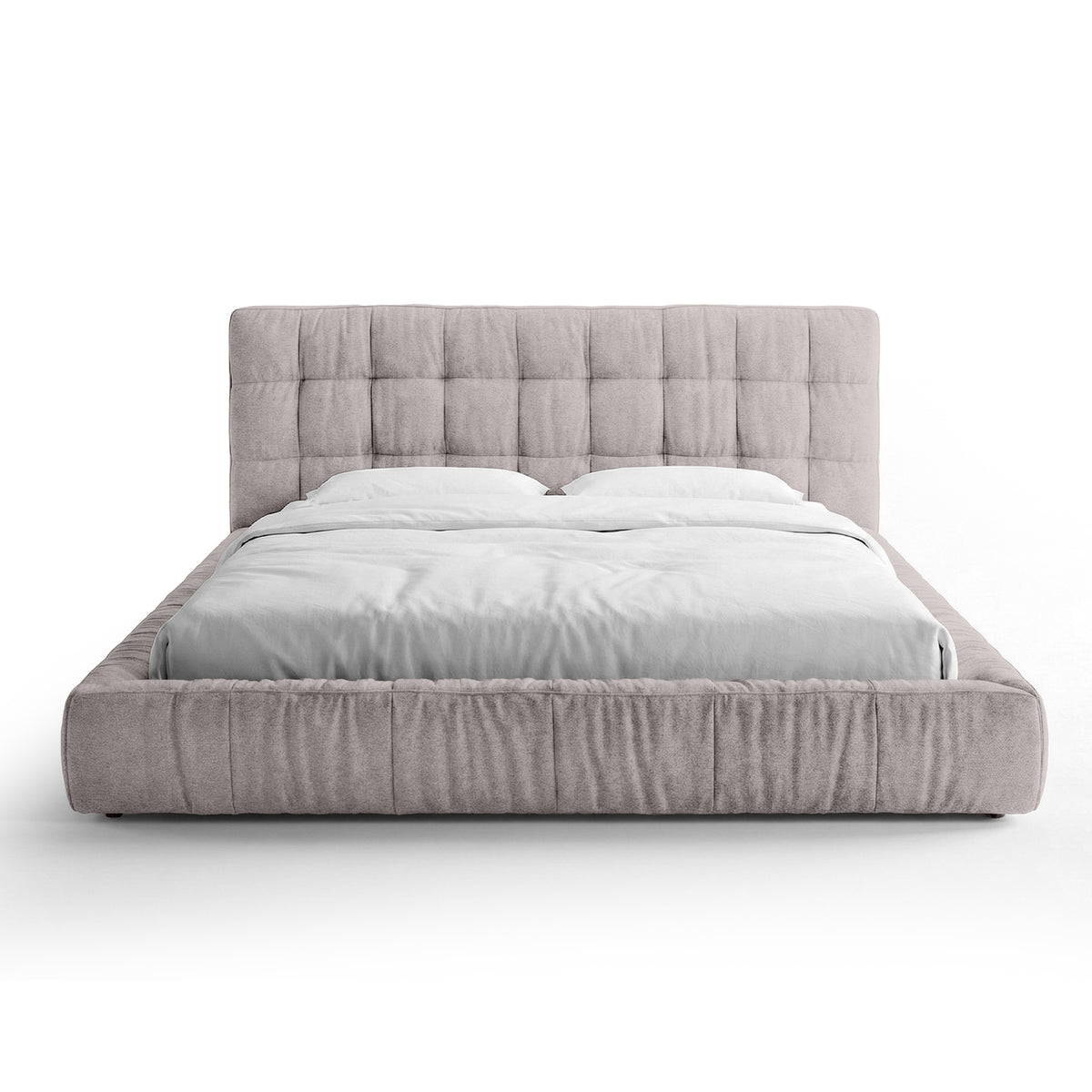 Talaro Quilted Upholstered Bed with a Low Frame, Modern Style – 200x200, Rose Quartzite (GOLDEN 25)