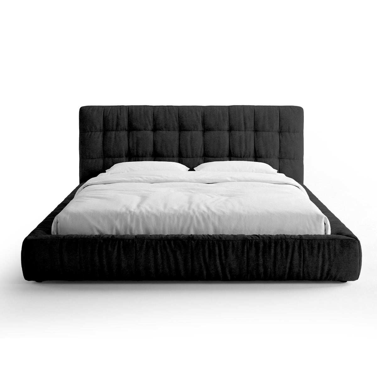 Talaro Quilted Upholstered Bed with a Low Frame, Modern Style – 180x200, Anthracite Night (GOLDEN 29)