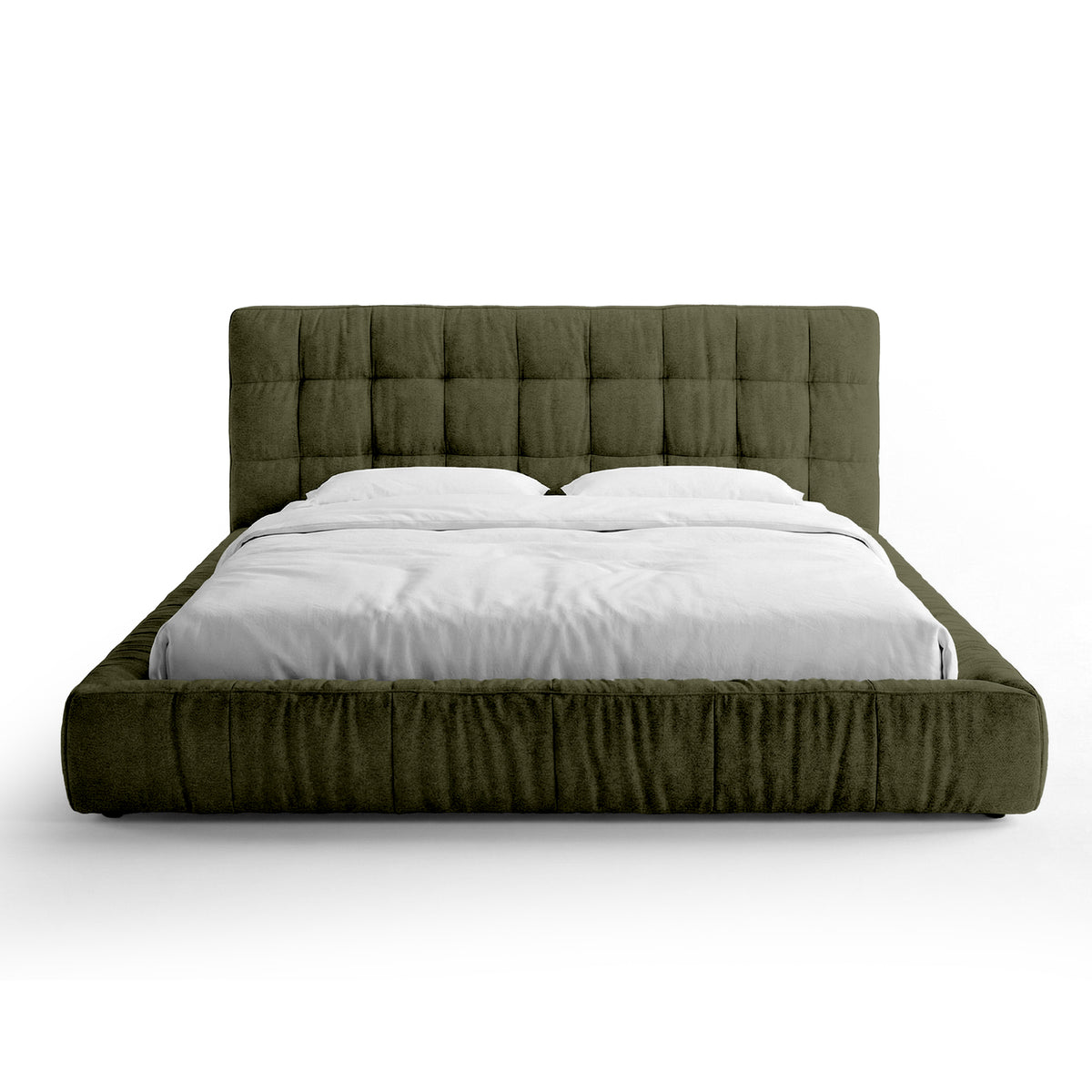 Talaro Quilted Upholstered Bed with a Low Frame, Modern Style – 160x200, Moss Depth (GOLDEN 35)