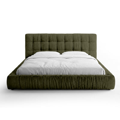 Talaro Quilted Upholstered Bed with a Low Frame, Modern Style – 160x200, Moss Depth (GOLDEN 35)