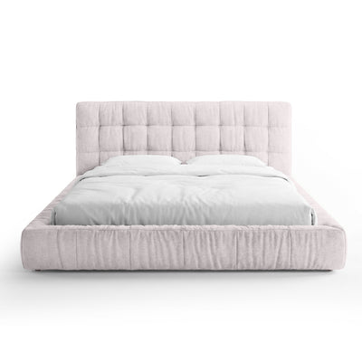 Talaro Quilted Upholstered Bed with a Low Frame, Modern Style – 160x200, Rose Porcelain (GOLDEN 50)