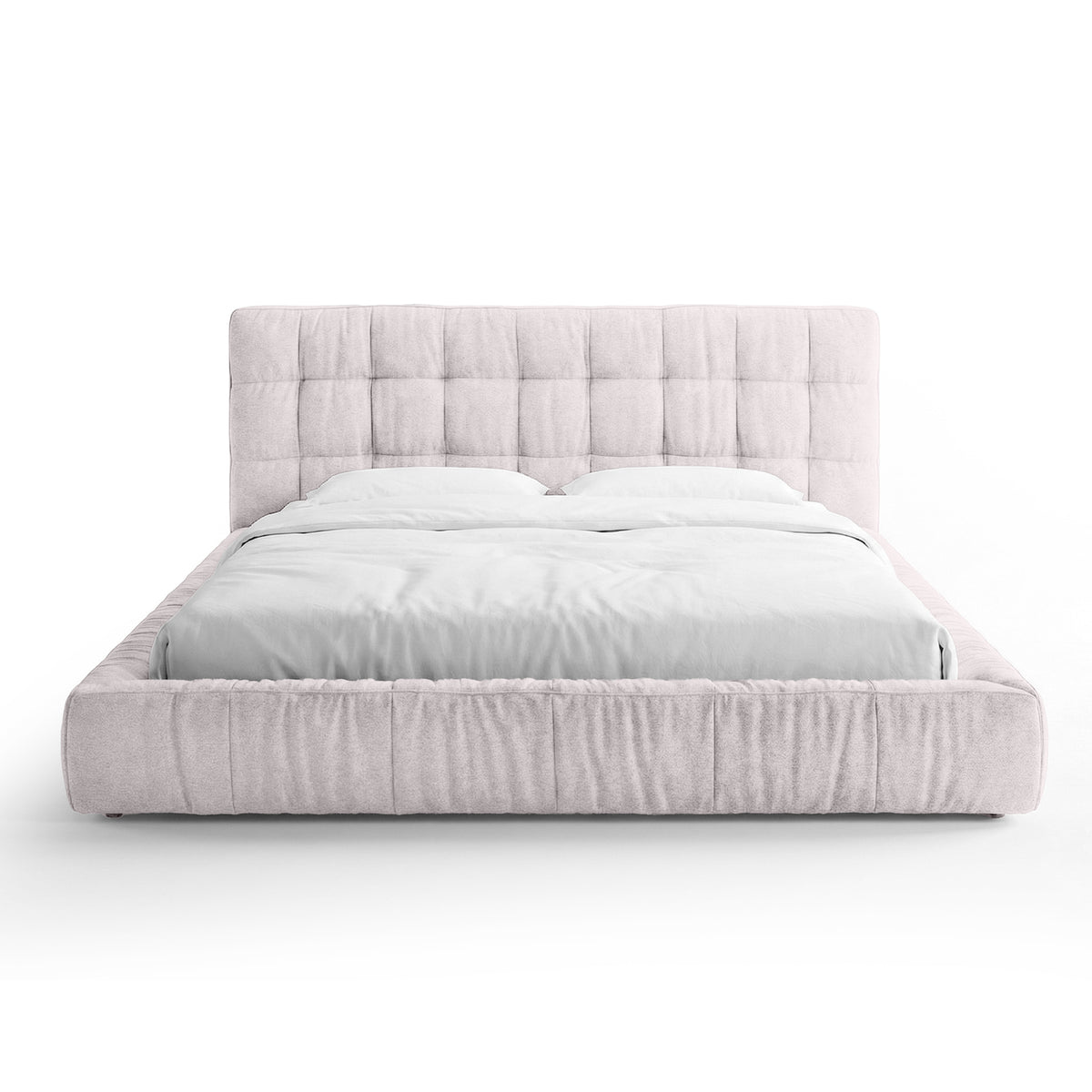 Talaro Quilted Upholstered Bed with a Low Frame, Modern Style – 180x200, Rose Porcelain (GOLDEN 50)