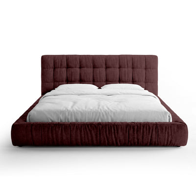 Talaro Quilted Upholstered Bed with a Low Frame, Modern Style – 200x200, Wine Basalt (GOLDEN 68)