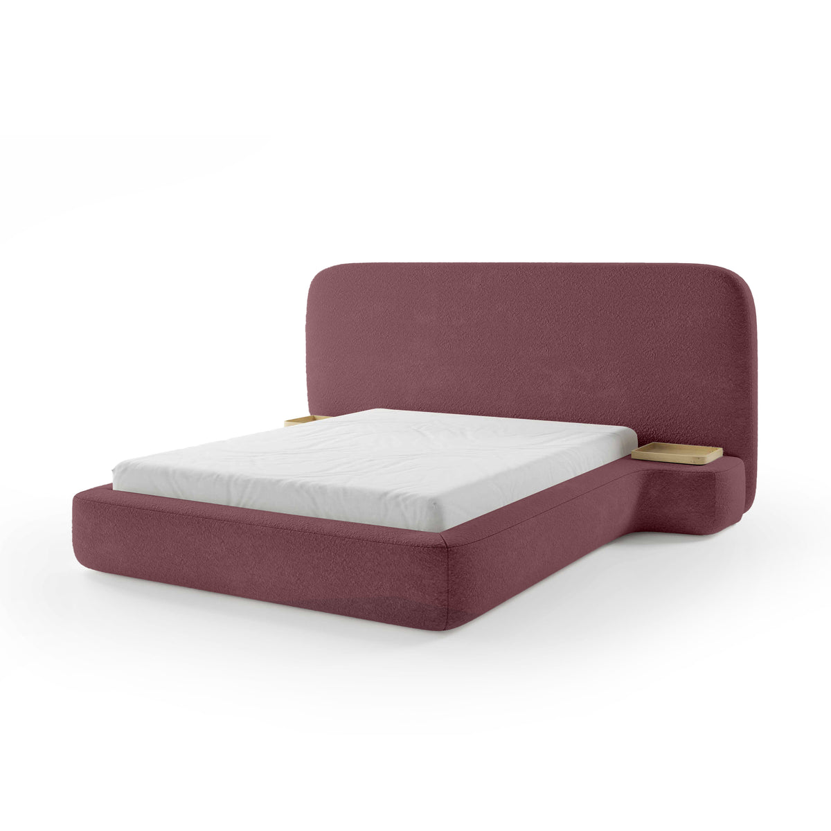 Genz Upholstered Bed, Japandi Style – Burgundy Matte (ARAGON 69), 200