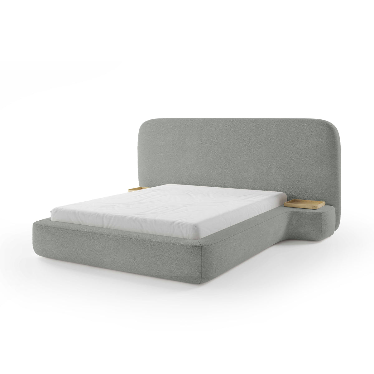 Genz Upholstered Bed, Japandi Style – Steel Gray (ARAGON 83), 200