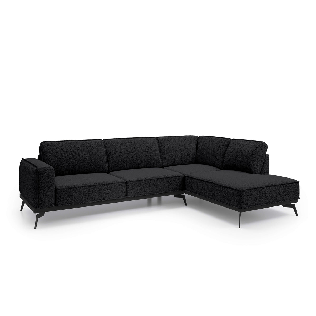Rosalia Premium Corner Sofa 293 cm, Modern Style – Right-Sided, Raven Depth (ARAGON 99)