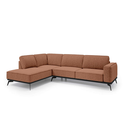 Rosalia Premium Corner Sofa 293 cm, Modern Style – Left-Sided, Cinnamon Matte (ARAGON 56)