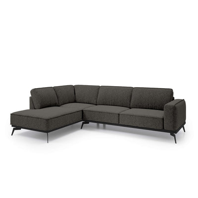 Rosalia Premium Corner Sofa 293 cm, Modern Style – Left-Sided, Basalt Brown (ARAGON 97)