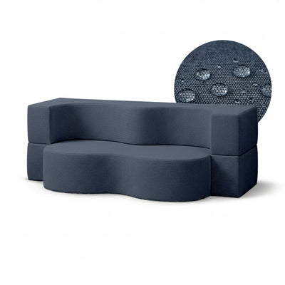 Kamelia Outdoor Foam Sofa Bed in Modern Style with Organic Form in Harris Outdoor Fabric – main photo | Pillovely