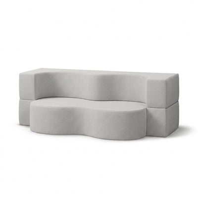 Kamelia Outdoor Foam Sofa Bed in Modern Style with Organic Form in Harris Outdoor Fabric – Misty White (HARRIS 7524)