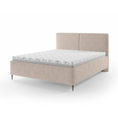 Łóżko tapicerowane z pojemnikiem w stylu minimalistycznym | Hatti 180 200 Kremowy Puch (PERFECT HARMONY 02)