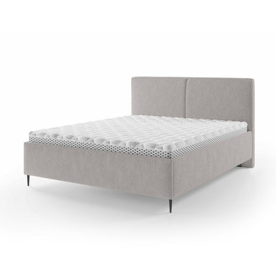 Łóżko tapicerowane z pojemnikiem w stylu minimalistycznym | Hatti 160 200 Popieliste Lustro (PERFECT HARMONY 80)