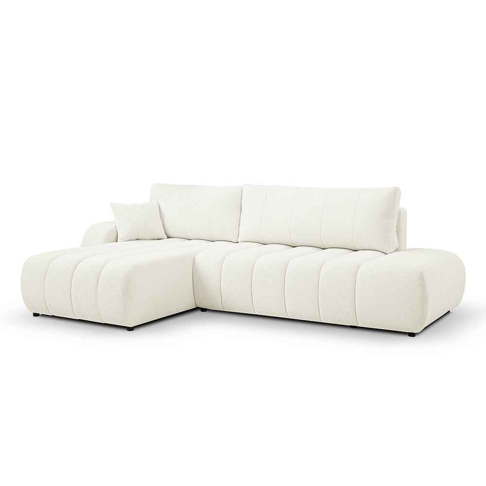 Baloa Corner Sofa Bed DL 276 cm, Modern Style – Left-sided, Ivory Coast (LAMBI 01)