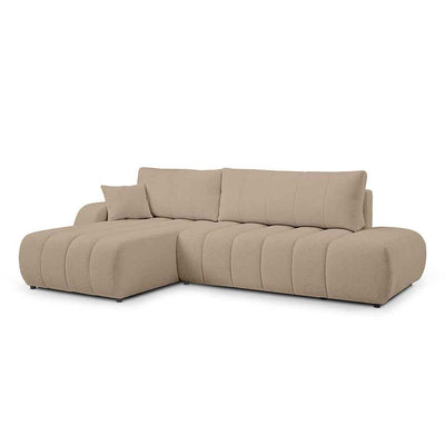 Baloa Corner Sofa Bed DL 276 cm, Modern Style – Left-sided, Sandy Linen (LAMBI 05)