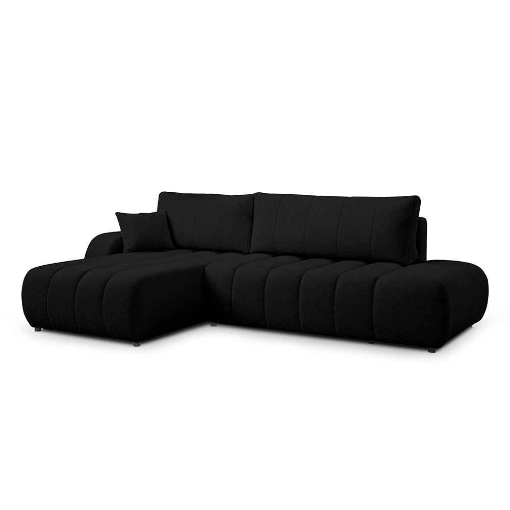 Baloa Corner Sofa Bed DL 276 cm, Modern Style – Left-sided, Onyx (LAMBI 13)