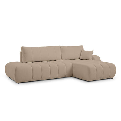 Baloa Corner Sofa Bed DL 276 cm, Modern Style – Right-sided, Sandy Linen (LAMBI 05)